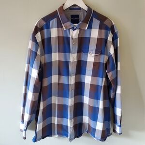 NWOT Tommy Bahama XL Silk Cotton Plaid Western Coastal Hipster Button Down Shirt